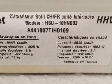 CLIMATISEUR HAIER 18000 chaud froid