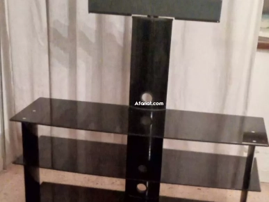 Table TV en verre noir Table TV en verre noir