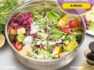 Ensemble de bols en acier inoxydable avec couvercles (5 pièces)