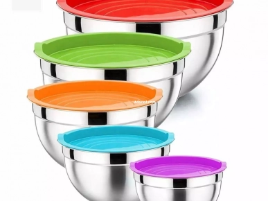 Ensemble de bols en acier inoxydable avec couvercles (5 pièces)