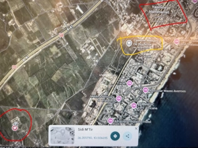 terrain à Hammamet sud vue sur mer ksar mnara