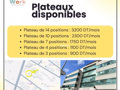 Plateaux à louer - Idéal pour Centre d'appel, Startups et PME