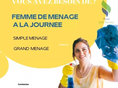 Ménage à la journée A Rades– Disponibilité immédiate Ménage à la journée A Rades– Disponibilité immédiate