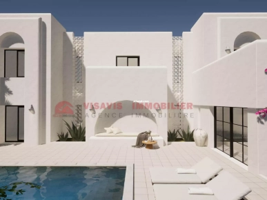 VILLA AVEC PISCINE - TITRE BLEU - ZONE URBAINE - À DJERBA