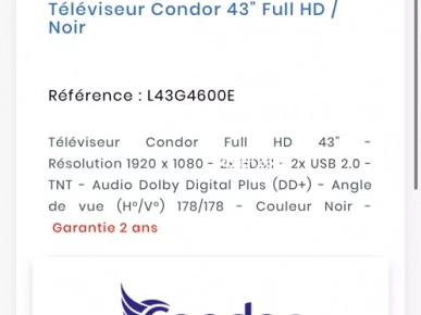 tv Condor Full HD 43"60HZBOX ANDROID X96Qpro+abonnement