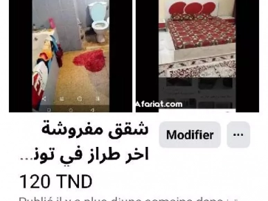 شقق مفروش الإيجار باليوم او اسبوع في تونس او العوينة