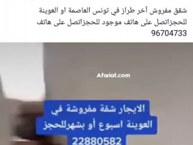 شقق مفروش آخر طراز في تونس العاصمة او العوينة