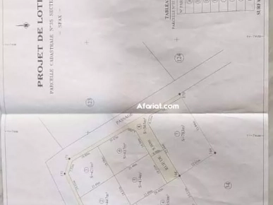 للبيع أرض سكنية صفاقس. الطريق السيارة 11 بين طريق تنيور وقرمده