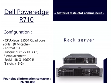 Liquidation 2 serveurs Rack Dell poweredge R710 Liquidation 2 serveurs Rack Dell poweredge R710