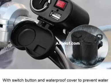Chargeur et allume-cigare étanche  pour moto avec support guidon