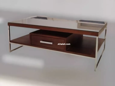 Table basse Feki Meuble en bois et inox double