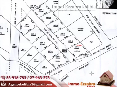 A vendre un lotissement à Ezzahra Hammem Ghzez A vendre un lotissement à Ezzahra Hammem Ghzez