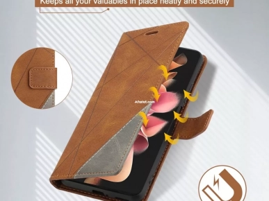 cache S24 Ultra flip cover leather