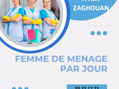 FEMME DE MENAGE POUR SIMPLE MENAGE A AIN ZAGHOUAN-TUNIS