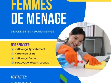 FEMME DE MENAGE PAR JOUR A HAMMAM CHATT FEMME DE MENAGE PAR JOUR A HAMMAM CHATT