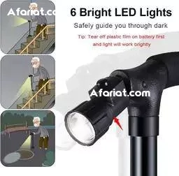 Canne de marche pliable avec lumière LED