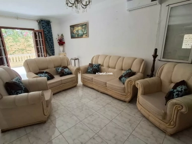 Lot complet mobilier intérieur – Canapé cuir+table bois+buffet...
