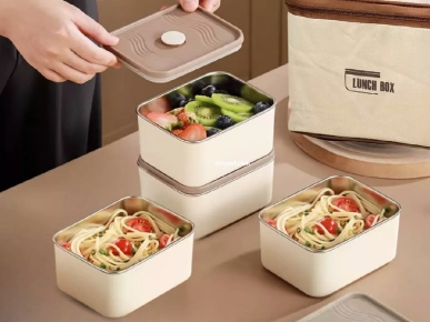 4 Boîtes à lunch avec sac isotherme rectangulaire