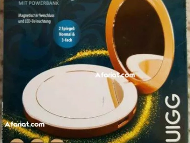Miroir de maquillage et power bank avec éclairage LED rechargeabl