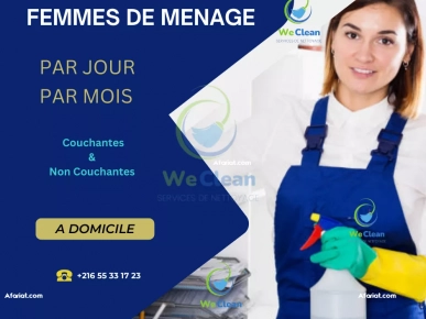 Femme de menage par jour et par mois a sfax Femme de menage par jour et par mois a sfax