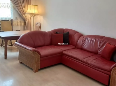 Salon cuir et rotin Salon cuir et rotin