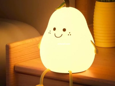 Veilleuse  rechargeable usb en silicone  forme de poire souriante