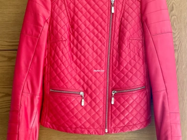 BLOUSON CUIR ROUGE 38