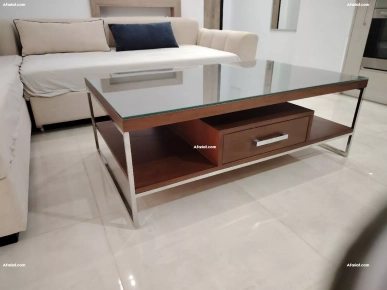 Table basse Feki Meuble en bois et inox double