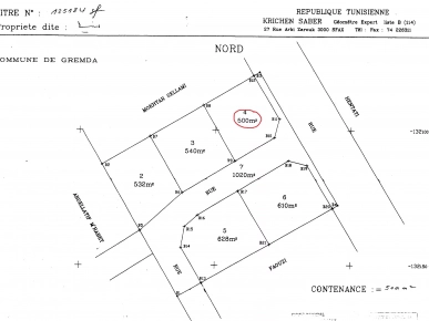 Terrain 500 m2 titre foncier Km9 Bouzayene