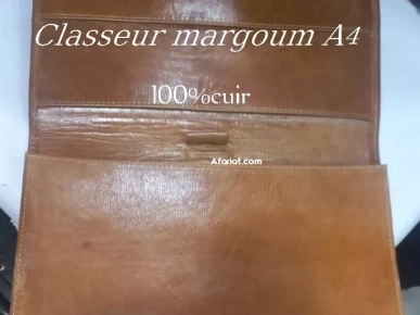 classeur margoum A4 cuir 100%+ porte feuille cuir