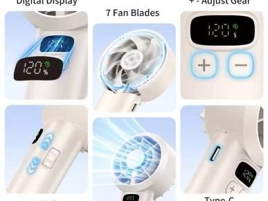 Ventilateur Portable À Main rechargeable avec écran numérique