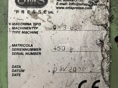 DIE CASTING MACHINERY OMS 650 TON