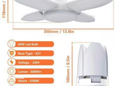 d'une lampe de garage à LED de 60W avec un culot