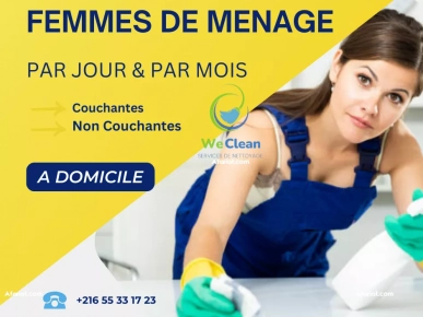 Femme de menage par jour  a tunis Femme de menage par jour  a tunis