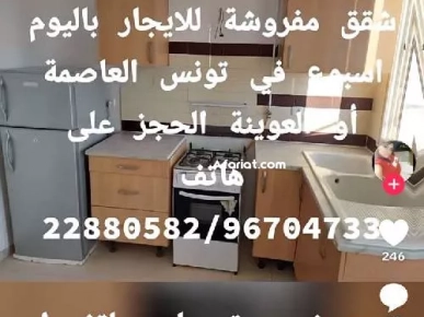 شقق مفروشة للايجار باليوم اسبوع في تونس العاصمة