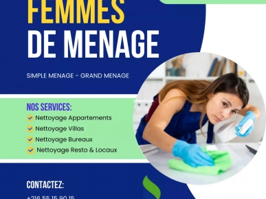 FEMME DE MENAGER PAR JOUR A EZZAHRA FEMME DE MENAGER PAR JOUR A EZZAHRA