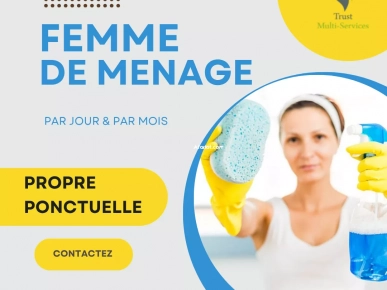 Vous cherchez une femme de ménage par Mois? A MNIHLA Vous cherchez une femme de ménage par Mois? A MNIHLA