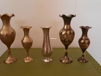 5 Vases vintage petite taille made in inde