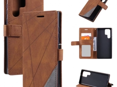 cache S24 Ultra flip cover leather