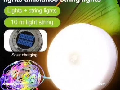 Guirlande lumineuse solaire de 10 mètres pour camping extérieur