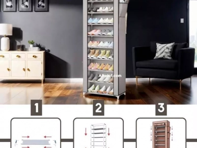 Étagère à Chaussures en Tissu à 9 Étages