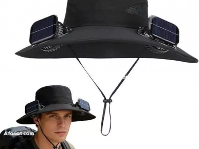 chapeau de soleil à large bord avec ventilateur intégré