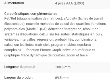 Calculatrice graphique casio fx-cg20
