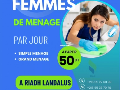 FEMME DE MENAGE PAR JOUR A RIADH LANDALUS FEMME DE MENAGE PAR JOUR A RIADH LANDALUS