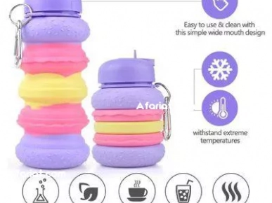 Bouteille d'eau pour enfants en silicone 600 ml (hamburger)