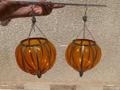 2 Verres oranges pour lampes