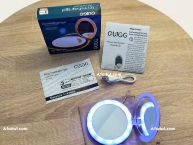 Miroir de maquillage et power bank avec éclairage LED rechargeabl