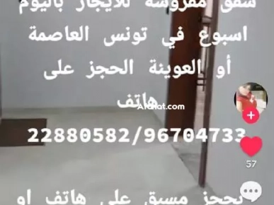 شقق مفروشة للايجار باليوم أو اسبوع في تونس العاصمة