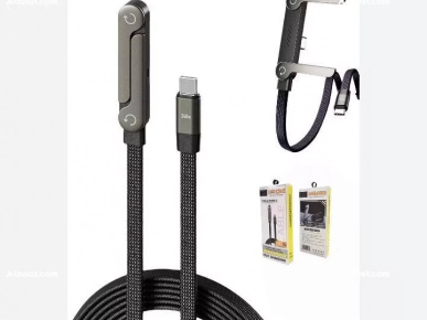 câble de charge rapide 240W USB-C vers USB-C avec support pliable