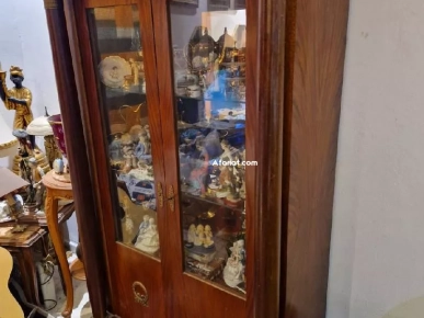 Vitrine Empire bois rose et cuivre laiton